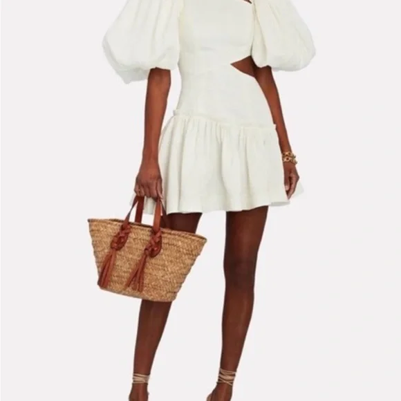 bubble hem mini dress white Women's Smile & Stay Strapless Bubble Hem Mini Dress in White
